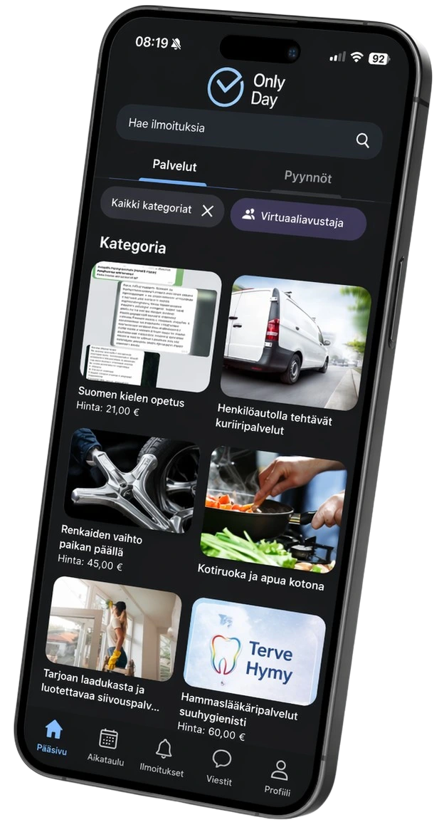 OnlyDay-sovellus – Remontointi ja rakentaminen